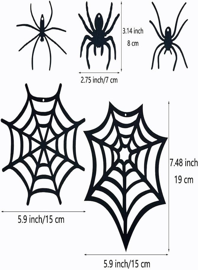 Incrizma 33 PCS Holloween Hanging Spider DecorationsSpider Ornament Black Felt Spider Web HalloweenDecorations for House Decorations(Spider with Web) - Image 2